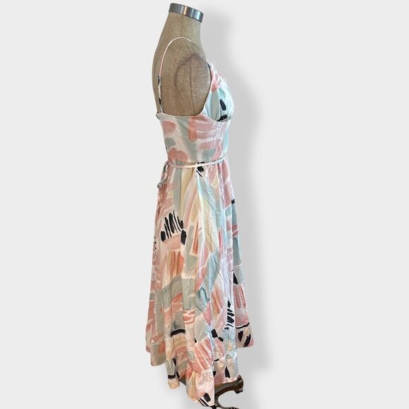 Women's Pastel Brush Stroke Midi Dress Medium - Picture 2 of 6